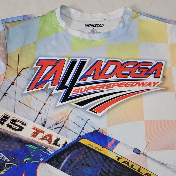 Mens NASCAR Checkered Flag Blue Multicolor Sublimated T-Shirt XL - Picture 4 of 14